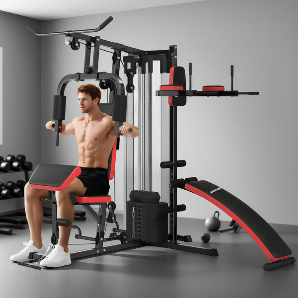 Trainingsstation verstellbar für Heimtraining mit 65kg Gewichten
