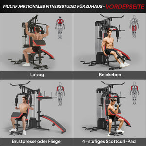 Trainingsstation verstellbar für Heimtraining mit 65kg Gewichten