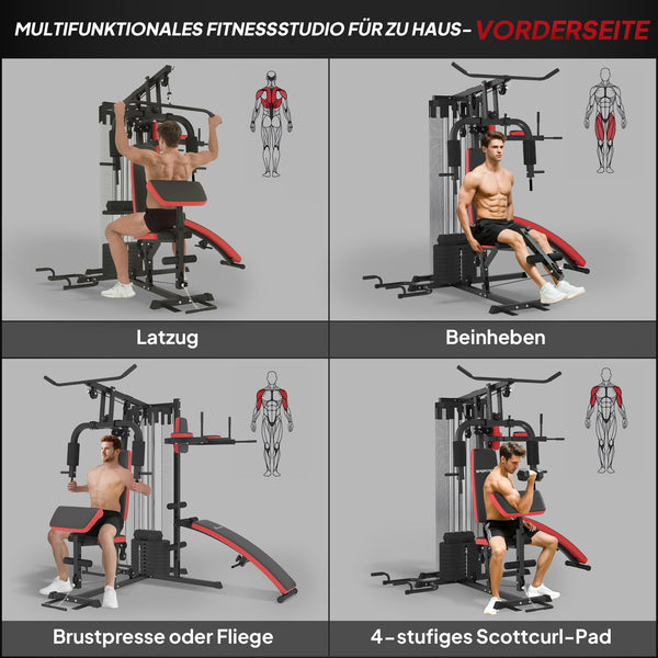 Trainingsstation verstellbar für Heimtraining mit 65kg Gewichten
