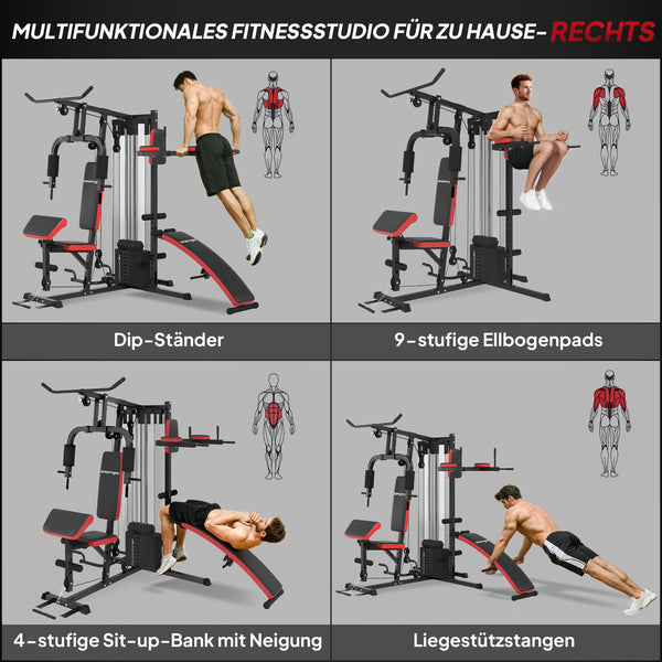 Trainingsstation verstellbar für Heimtraining mit 65kg Gewichten