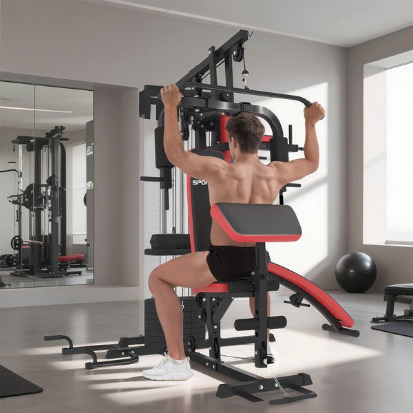 Trainingsstation verstellbar für Heimtraining mit 65kg Gewichten