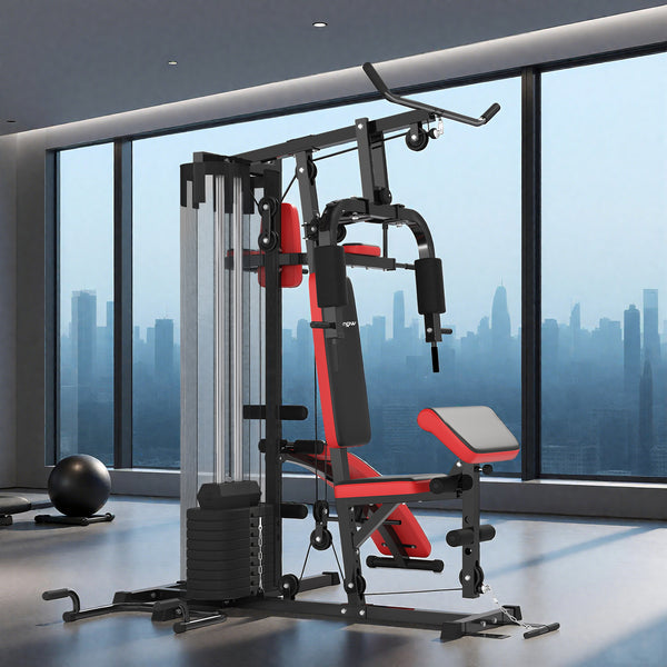 Trainingsstation verstellbar für Heimtraining mit 65kg Gewichten