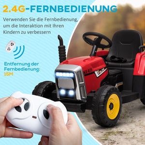 Trattore elettrico con rimorchio, età 3-6, rosso