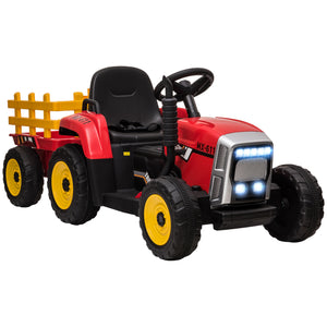Trattore elettrico con rimorchio, età 3-6, rosso
