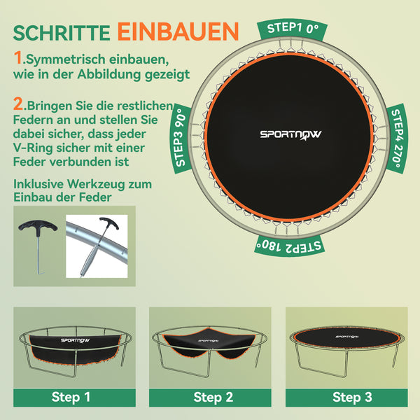 Trampolin Ersatzmatte Sprungtuch rund Polypropylen orange