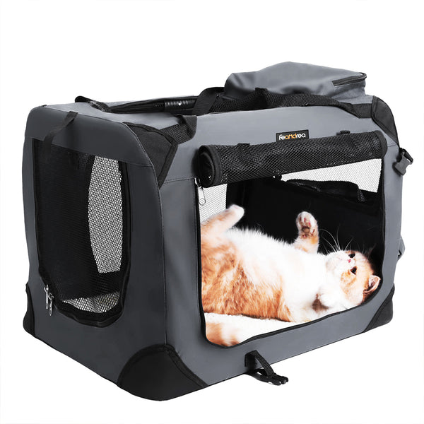 Sac de transport pliable pour animaux de compagnie, gris