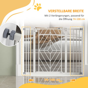 Treppenschutzgitter 74-100cm ohne bohren automatisch schliessend Weiss