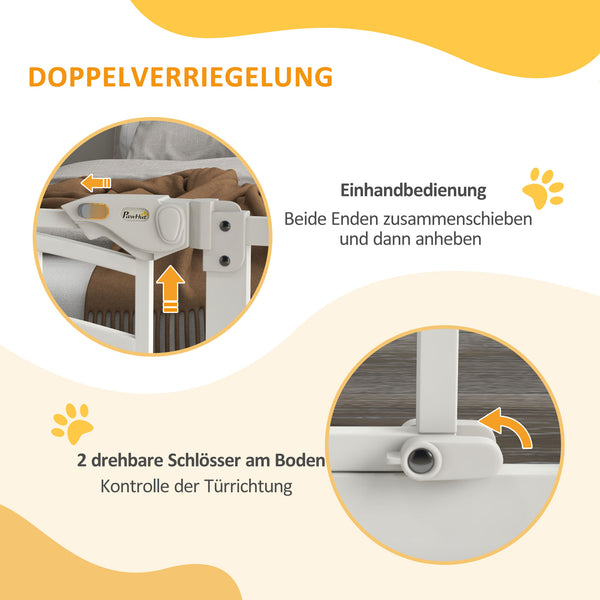 Treppenschutzgitter 74-100cm ohne bohren mit Katzenklappe Weiss
