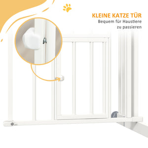 Treppenschutzgitter 74-100cm ohne bohren mit Katzenklappe Weiss