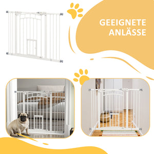 Treppenschutzgitter 74-100cm ohne bohren mit Katzenklappe Weiss