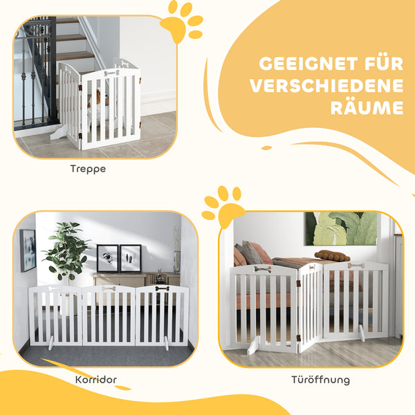 Hundegitter freistehend mit Stützfüssen für Tür und Treppe weiss