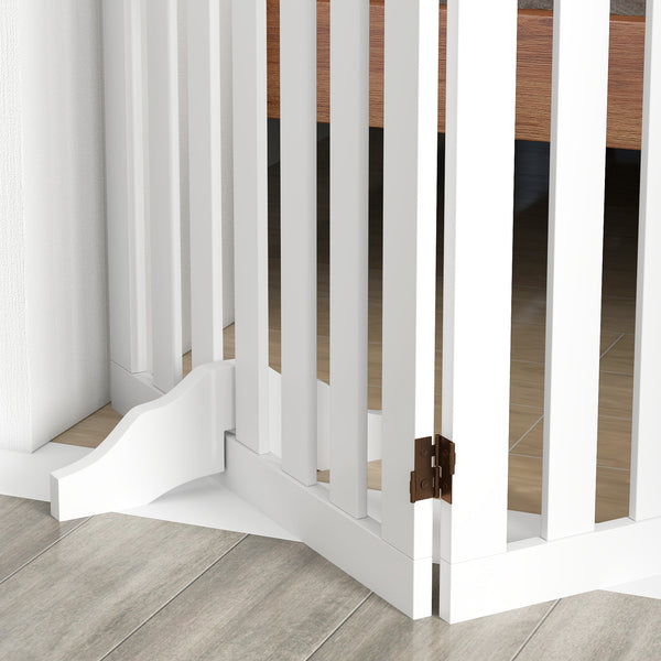 Hundegitter freistehend mit Stützfüssen für Tür und Treppe weiss