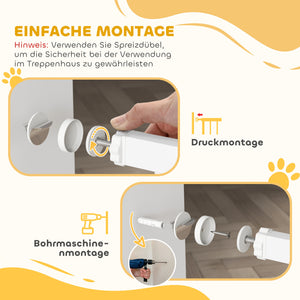 Treppenschutzgitter ohne Bohren mit automatischer Schliessung für Kinder