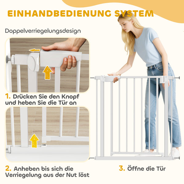 Treppenschutzgitter ohne Bohren mit Automatik für Kinder weiss