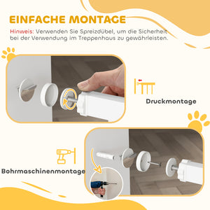 Treppenschutzgitter ohne Bohren mit Automatik für Kinder weiss