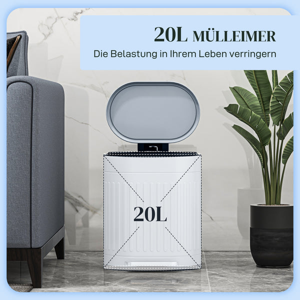 Treteimer mit Deckel Soft-Close und Inneneimer 20L grau