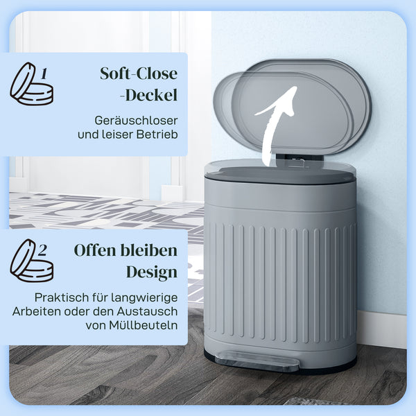 Treteimer mit Deckel Soft-Close und Inneneimer 20L grau