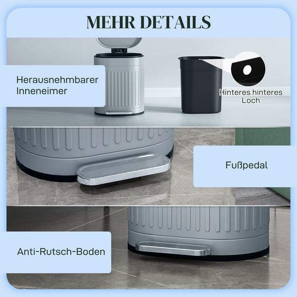 Treteimer mit Deckel Soft-Close und Inneneimer 20L grau