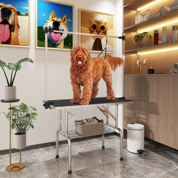 Trimmtisch höhenverstellbar klappbar mit Unterkorb für Hunde