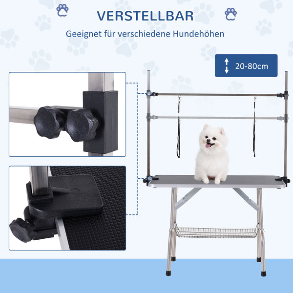 Trimmtisch höhenverstellbar klappbar mit Unterkorb für Hunde