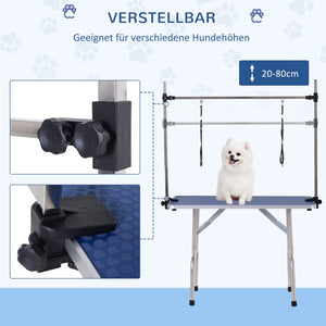 Trimmtisch Hundepflegetisch höhenverstellbar klappbar mit Unterkorb blau