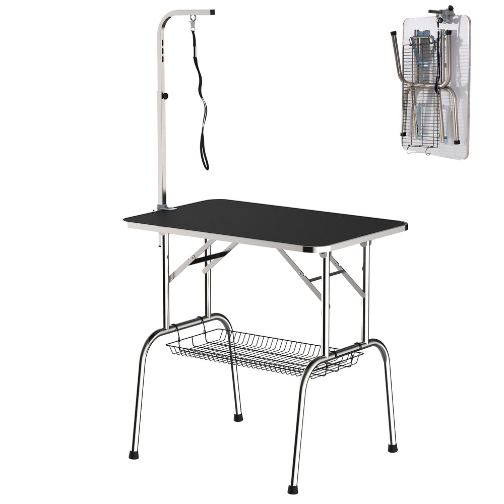 Foldable grooming table for dog care, black