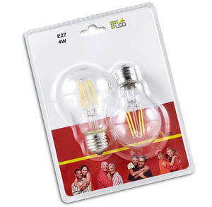 Trio LED-Leuchtmittel Filament Glühbirne E27 4W warmweiss 4er Set