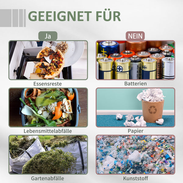 Trommel-Komposter 160L 2 Kammern Grau