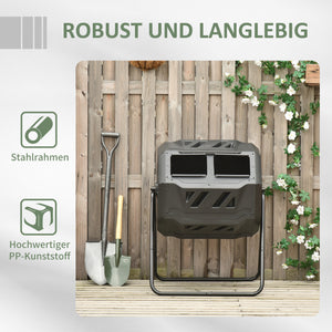 Trommel-Komposter 160L drehbar für Bio-Abfälle Schwarz