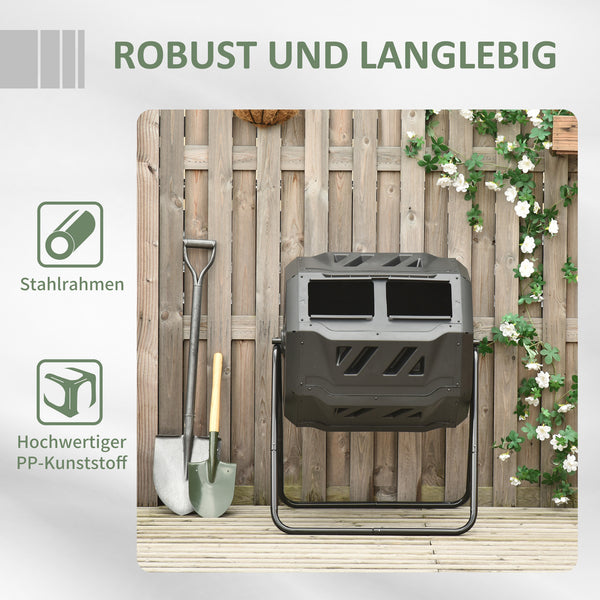 Trommel-Komposter 160L drehbar für Bio-Abfälle Schwarz