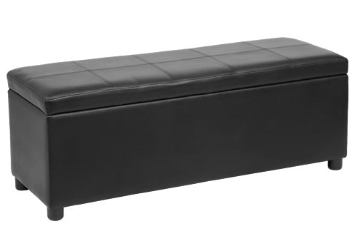 Panca contenitore ottomana, 119x38x45cm, nera, nuova, legno