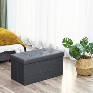 Sitzbank Truhenbank mit Staufach 76x38x38cm Stoff Hellgrau