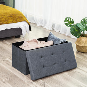 Sitzbank Truhenbank mit Staufach 76x38x38cm Stoff Hellgrau