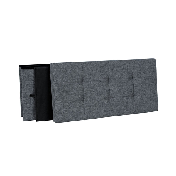 Sitzbank Truhenbank mit Staufach 76x38x38cm Stoff Hellgrau