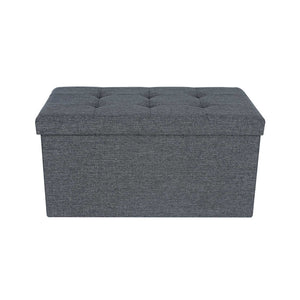 Sitzbank Truhenbank mit Staufach 76x38x38cm Stoff Hellgrau