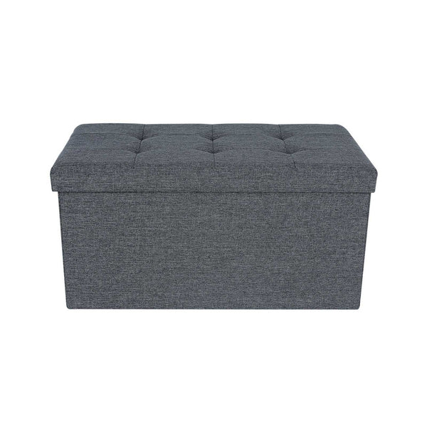 Sitzbank Truhenbank mit Staufach 76x38x38cm Stoff Hellgrau