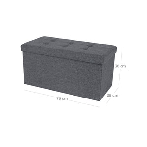 Sitzbank Truhenbank mit Staufach 76x38x38cm Stoff Hellgrau