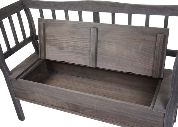 Truhenbank T207 Holz 119cm Staufach Kissen grau-braun