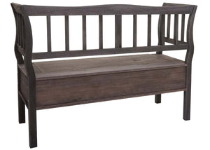 Truhenbank T207 Holz 119cm Staufach Kissen grau-braun