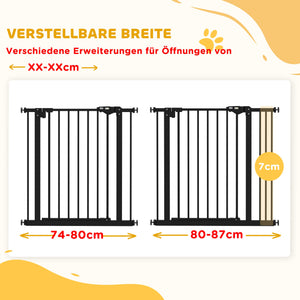 Türschutzgitter für Hunde und Haustiere 74-87cm schwarz