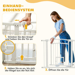 Türschutzgitter mit Katzentür 76-104cm für mittelgrosse Hunde Weiss