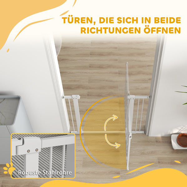 Türschutzgitter mit Katzentür 76-104cm für mittelgrosse Hunde Weiss