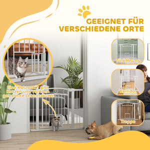 Türschutzgitter mit Katzentür 76-104cm für mittelgrosse Hunde Weiss
