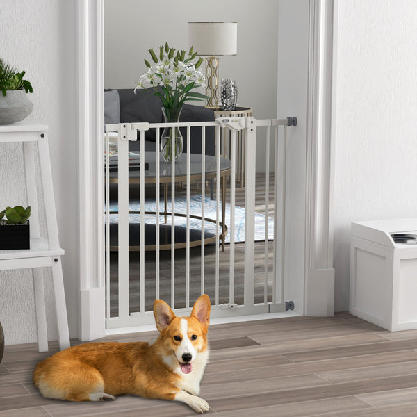 Türschutzgitter für Hunde verstellbar Metall Kunststoff weiss