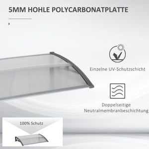 Türüberdachung Vordach wetterfest Polycarbonat 110x60cm grau