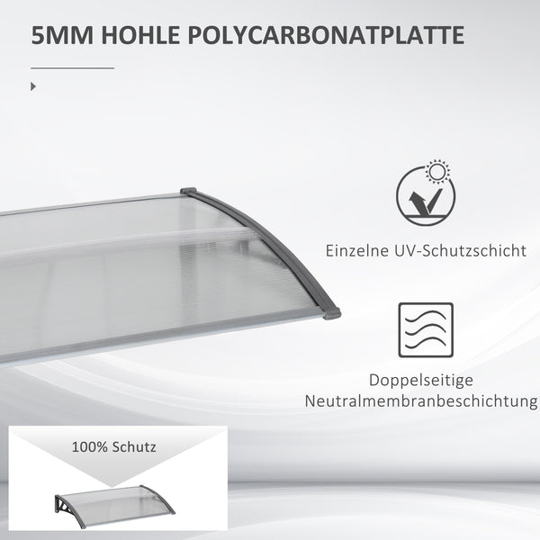 Türüberdachung Vordach wetterfest Polycarbonat 110x60cm grau
