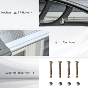 Türüberdachung Vordach wetterfest Polycarbonat 110x60cm grau