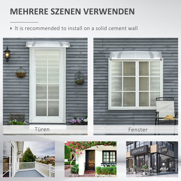 Türüberdachung Vordach wetterfest Polycarbonat 110x60cm grau