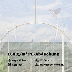 Tunnelgewächshaus begehbar mit Stahlrahmen und UV-Schutz