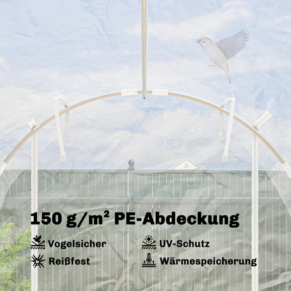 Tunnelgewächshaus begehbar mit Stahlrahmen und UV-Schutz
